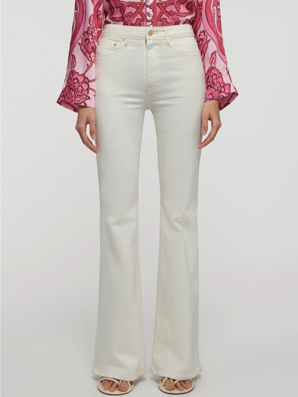 Derek Lamb 10 Crosby High-Rise Flared Women’s Jeans in Ivory